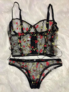 Coordinado CropTop  Mesh Bordado