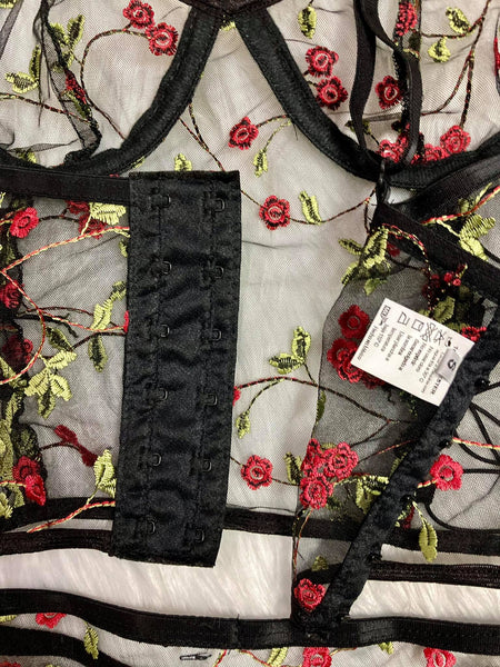 Coordinado CropTop  Mesh Bordado