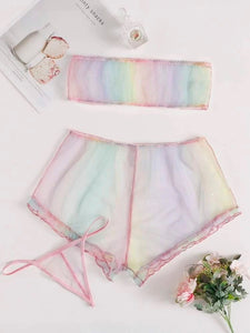 Coordinado arcoíris mesh glitter