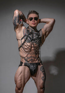 Jockstrap de piel con cadena