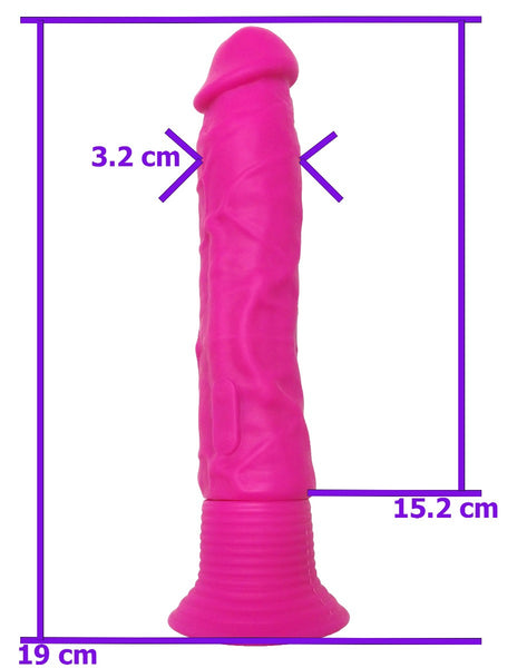 Vibrador con ventosa color neón de silicón